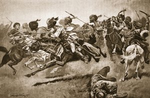 远征保亭府时。孟加拉骑兵队的一次冲锋，插图来自《十九世纪的战斗》。Vol. VII, The Chinese War of 1900-1901