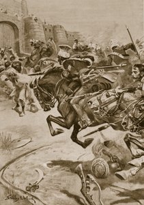 第11骑兵队和斯金纳的马队将贾特人赶进巴拉特布尔，1828年12月（石印）。