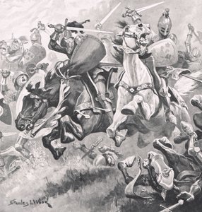 什鲁斯伯里之战，1403年7月21日，来自“英国陆地与海上战役”的插图，由卡塞尔出版，伦敦，2010年 作者 斯坦利·伍德
