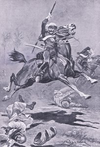 1857年德里的第9枪骑兵，1915年英国陆地和海上战役的插图 作者 斯坦利·伍德