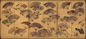 散扇屏风，江户时期，17世纪初。