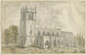 Eccleshall教堂：水彩画，nd [1762-1802] 作者 斯蒂宾肖