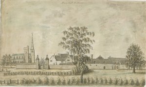 Hamstall Ridware-教堂和庄园住宅：水彩画，编号[1762-1802] 作者 斯蒂宾肖