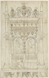 桑顿教堂（Sandon Church）-桑普森·埃德斯维克墓（Sampson Erdeswicke）：钢笔和墨水绘画，nd [？18th cent]（绘画） 作者 斯蒂宾肖