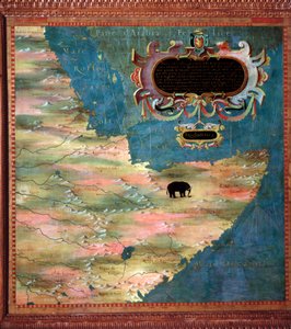 东非（索马里和埃塞俄比亚）地图由Stefano Bonsignori（？ -1589）意大利宇宙学家和画家制作。1581年左右。佛罗伦萨，韦基奥宫，Mappamondo厅