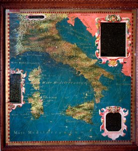 意大利和科西嘉岛 卡片由Stefano Bonsignori（？ -1589）意大利宇宙学家和画家制作。1581年左右。佛罗伦萨，韦基奥宫，Mappamondo厅
