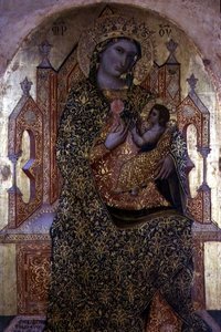 圣母与圣婴》（面板上的钢笔画） 作者 斯特凡诺·韦内齐亚诺