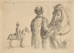 一个波兰马夫，从后面抱着马的缰绳，约1662年。 作者 斯蒂法诺·德拉·贝拉
