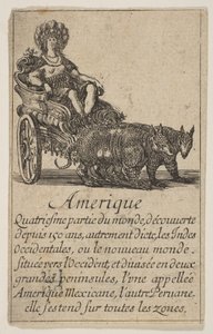 美洲，来自 "地理游戏 "Jeu de la Géographie，1644年。 作者 斯蒂法诺·德拉·贝拉