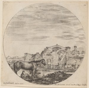 戴克里先浴场和牧羊人的睡眠，1646年。 作者 斯蒂法诺·德拉·贝拉