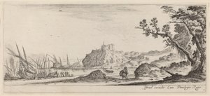 海滨的船只，在1647年或之前。 作者 斯蒂法诺·德拉·贝拉