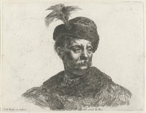波兰男子半身像，留有小胡子，头戴翎帽
绘画原理（系列名称）
I principii del disegno（系列名称） 作者 皮埃尔·玛丽埃特 (II)