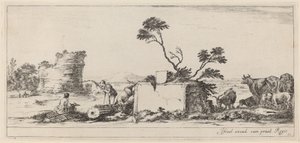 坎帕尼亚场景与艺术家的素描，在1647年或之前。 作者 斯蒂法诺·德拉·贝拉