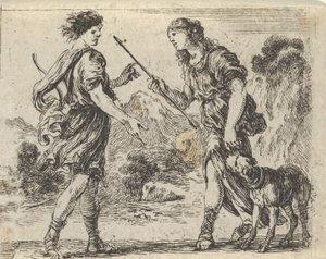 Cephalus和Procris，来自《神话游戏》Jeu de la Mythologie，1644年。 作者 斯蒂法诺·德拉·贝拉
