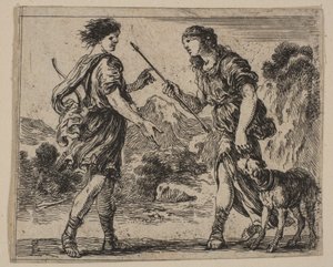 Cephalus和Procris，摘自神话游戏Jeu de la Mythologie，1644年。