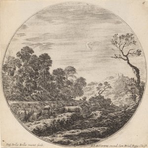 在山谷中放牧的奶牛，1646年。 作者 斯蒂法诺·德拉·贝拉