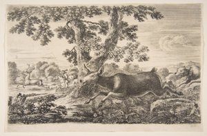 猎鹿，来自动物狩猎。 1654年。 作者 斯蒂法诺·德拉·贝拉