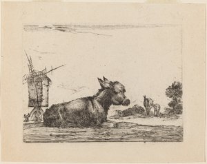 驴子休息，1642年。 作者 斯蒂法诺·德拉·贝拉