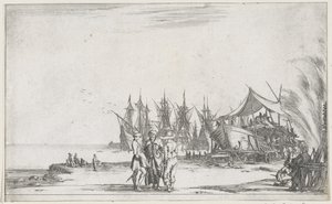 三人在码头交谈
海上场景（系列标题）
Suite de huit marines（系列标题） 作者 斯蒂法诺·德拉·贝拉