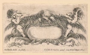 徽章，选自 "Raccolta di varii cappriccii et nove inventioni di cartelle et ornamenti "中的第 15 号。 作者 斯蒂法诺·德拉·贝拉