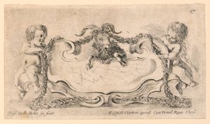 盾牌，第17号，来自 "Raccolta di varii cappriccii et nove inventioni di cartelle et ornamenti"。 作者 斯蒂法诺·德拉·贝拉