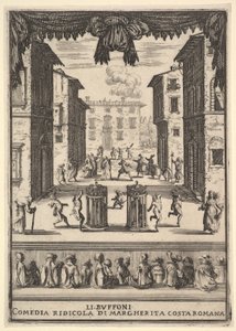 喜剧的前作The Buffoons Li Buffoni，布景在舞台上，类似普...（1639-41）。 作者 斯蒂法诺·德拉·贝拉