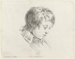 一个年轻人的头部，向右下方望去
绘画原理（系列名称）
I principii del disegno（系列名称） 作者 皮埃尔·玛丽埃特 (II)
