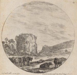 古老的废墟风景，1646年。 作者 斯蒂法诺·德拉·贝拉