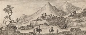 带有城堡的风景，1641年。 作者 斯蒂法诺·德拉·贝拉