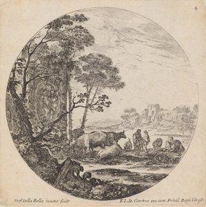 有罗马遗迹的风景，1646年。 作者 斯蒂法诺·德拉·贝拉