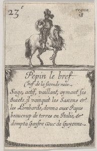 Pepin le brev Chef de la第二种族...，摘自法国国王游戏Jeu des Ro ...，1644年。 作者 斯蒂法诺·德拉·贝拉
