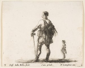 图19：波兰贵族身着法院礼服，站在中间，从后面看，大约...。 1644-47。 作者 斯蒂法诺·德拉·贝拉