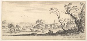 图2：一个农民妇女在中心移开鞋子，另一个农民妇女和两个孩子，... 1641。 作者 斯蒂法诺·德拉·贝拉