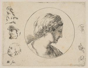 图4：一位女士的头像，摘自第二幅各式各样的Doodle和其他作品，ca。 1646。 作者 斯蒂法诺·德拉·贝拉