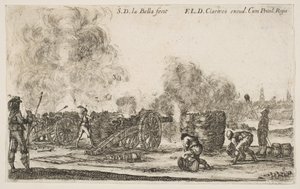 图6：从城市射击的大炮，来自各种军事随想曲。 1641。 作者 斯蒂法诺·德拉·贝拉