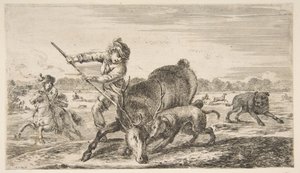 雄鹿在海湾，来自动物狩猎。 1654年。