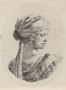 戴面纱头巾的女苏丹，从后面看，1649-1650。 作者 斯蒂法诺·德拉·贝拉