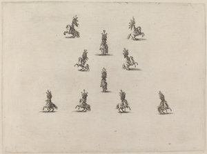 十个戴着大花翎头盔的骑士，1652年。 作者 斯蒂法诺·德拉·贝拉