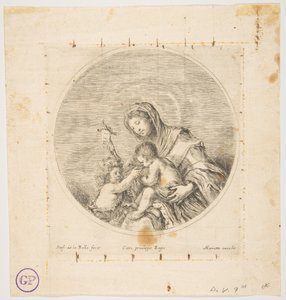 《圣母子与圣约翰》，圆形作品，约。 1641。 作者 斯蒂法诺·德拉·贝拉