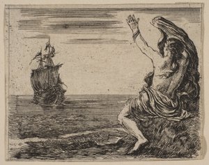 特修斯和阿里阿德涅，出自《神话游戏》Jeu de la Mythologie，1644年。 作者 斯蒂法诺·德拉·贝拉