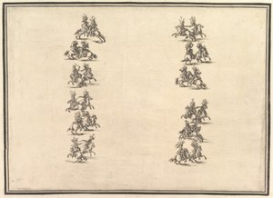 来自La Gara delle Stagioni的二十四名骑手决斗并组成两列，1652年。 作者 斯蒂法诺·德拉·贝拉