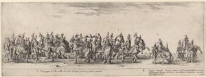 20页和5匹土耳其马，1633年。 作者 斯蒂法诺·德拉·贝拉