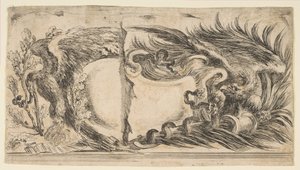 1646年，两个不同的半球形饰物各显示一只鹰与蛇搏斗。 作者 斯蒂法诺·德拉·贝拉