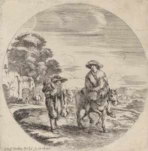 两个农民在风景中旅行，1656年。 作者 斯蒂法诺·德拉·贝拉
