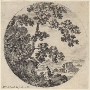 两个旅行者路过一棵老橡树 作者 斯蒂法诺·德拉·贝拉