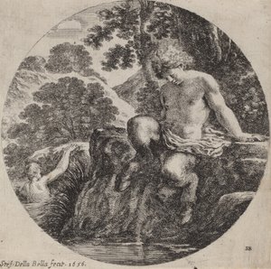 年轻的萨蒂尔在溪边，1656年。 作者 斯蒂法诺·德拉·贝拉