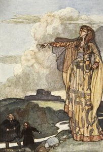 马查诅咒阿尔斯特人，插图来自埃莉诺·赫尔（Eleanor Hull，1860-1935 年）的《阿尔斯特猎犬库丘林》