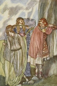 天鹅仙女》，插图，选自埃莉诺-赫尔（Eleanor Hull，1860-1935 年）创作的《阿尔斯特的猎犬库丘林》。 作者 Stephen Reid