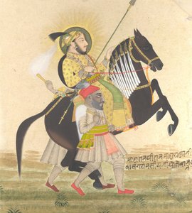 Maharana Sangram Singh骑奖马，ca。 1712。 作者 点画大师