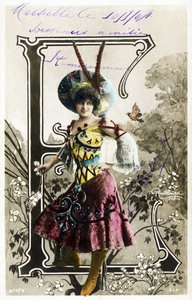 E：法国女演员康斯坦斯·埃莉斯·德·维尔（Constance Elise De Vere），英国血统，出生于比利时-马里尼剧院，巴黎-明信片中的字母 作者 罗伊特林格工作室